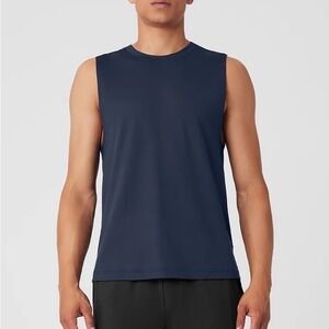 ALO Yoga Mens Conquer Muscle Tank Top in Navy Size Medium